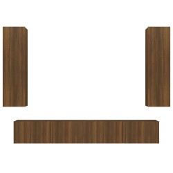 Set Mobili Porta TV 4 pz Rovere Marrone in Legno Multistrato