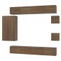 Set Mobili Porta TV 8pz Rovere Marrone in Legno Multistrato Set Mobili Porta TV 8pz Rovere Marrone in Legno Multistrato