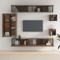 Set Mobili Porta TV 8pz Rovere Marrone in Legno Multistrato Set Mobili Porta TV 8pz Rovere Marrone in Legno Multistrato