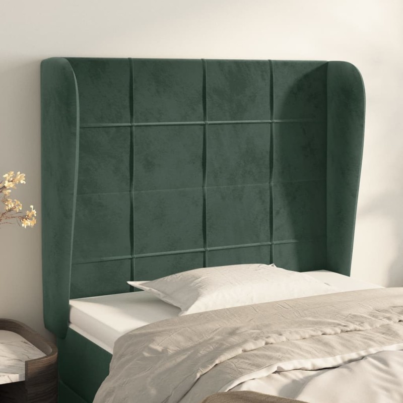 Testiera ad Orecchio Verde Scuro 83x23x118/128 cm in Velluto Testiera ad Orecchio Verde Scuro 83x23x118/128 cm in Velluto