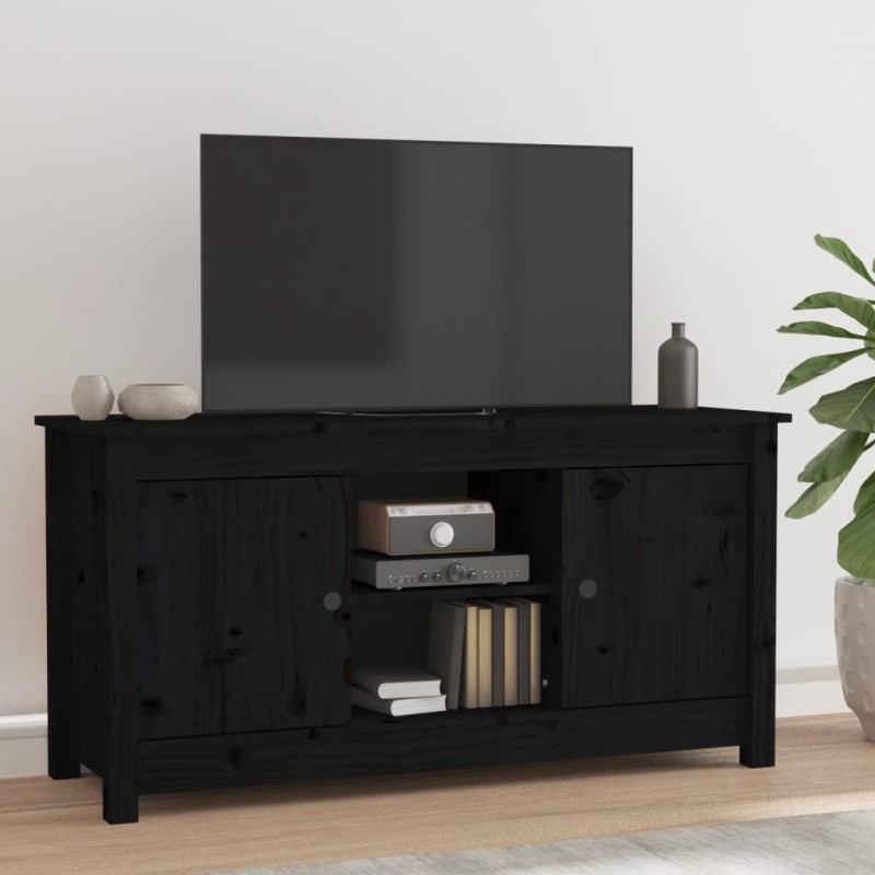 Mobile Porta TV Nero 103x36,5x52 cm in Legno Massello di Pino Mobile Porta TV Nero 103x36,5x52 cm in Legno Massello di Pino