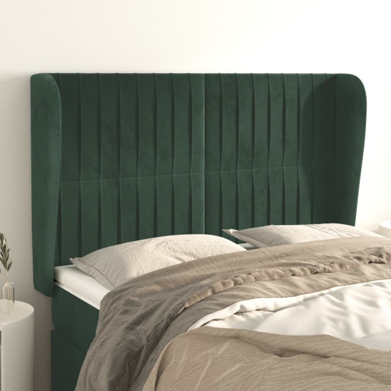 Testiera ad Orecchio Verde Scuro 147x23x118/128cm in Velluto Testiera ad Orecchio Verde Scuro 147x23x118/128cm in Velluto