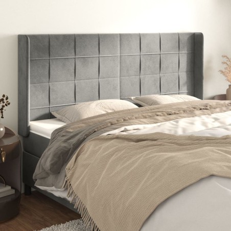 Testiera ad Orecchio Grigio Chiaro 163x16x118/128 cm in Velluto