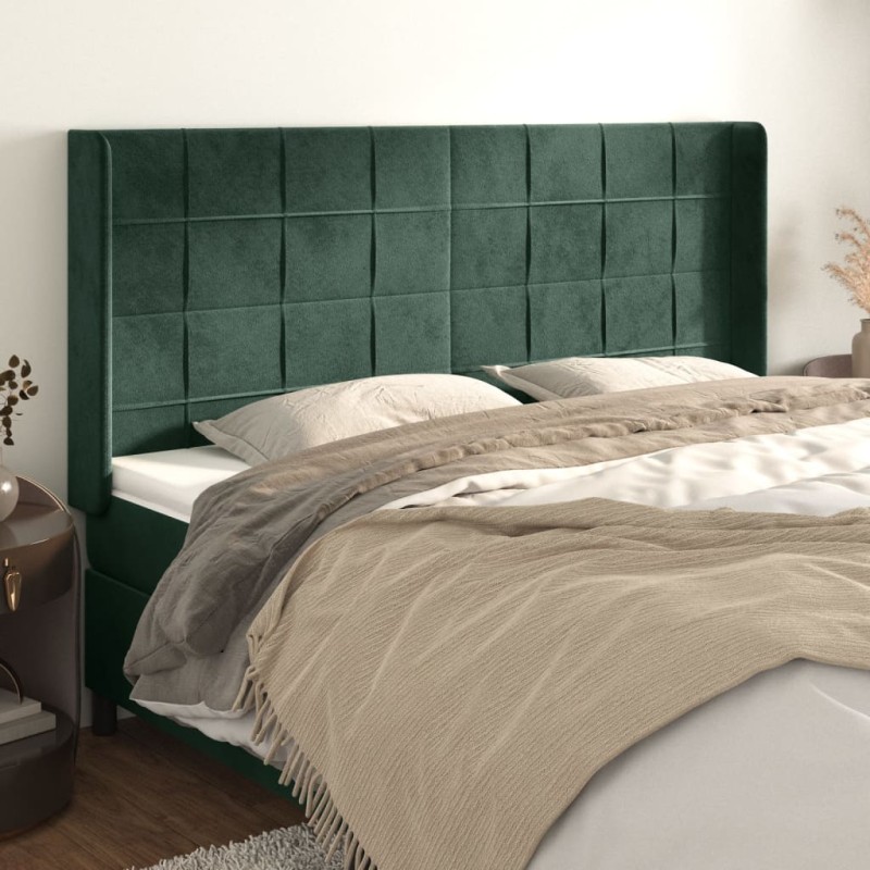 Testiera ad Orecchio Verde Scuro 183x16x118/128 cm in Velluto Testiera ad Orecchio Verde Scuro 183x16x118/128 cm in Velluto
