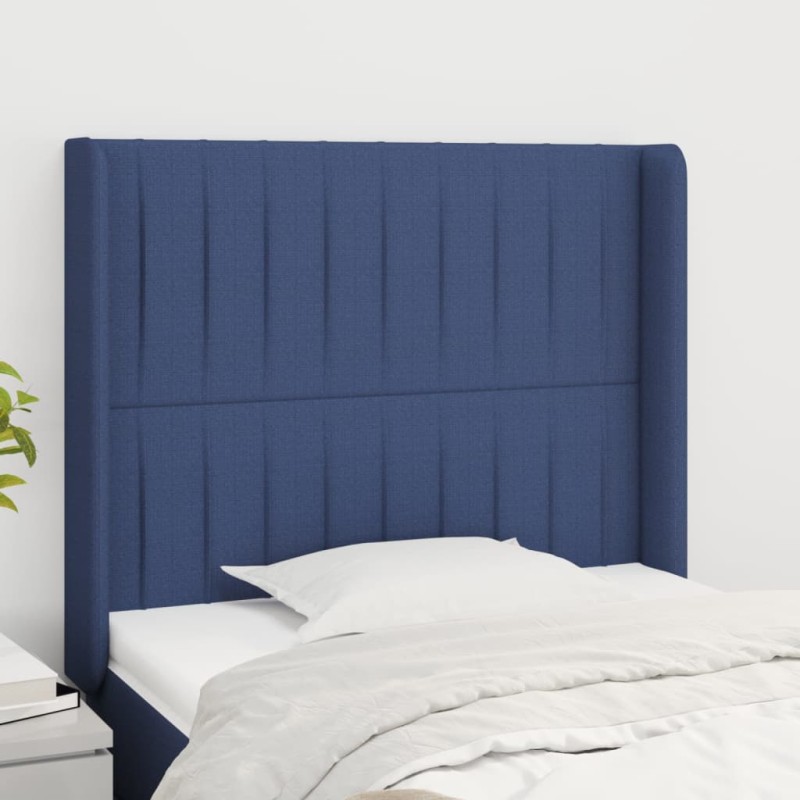 Testiera ad Orecchio Blu 103x16x118/128 cm in Tessuto Testiera ad Orecchio Blu 103x16x118/128 cm in Tessuto