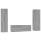 Set Mobili Porta TV 3 pz Grigio Sonoma in Legno Multistrato Set Mobili Porta TV 3 pz Grigio Sonoma in Legno Multistrato