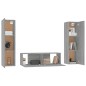 Set Mobili Porta TV 3 pz Grigio Sonoma in Legno Multistrato Set Mobili Porta TV 3 pz Grigio Sonoma in Legno Multistrato