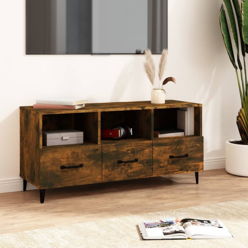 Mobile TV Rovere Fumo 102x35x50 cm in Legno Multistrato Mobile TV Rovere Fumo 102x35x50 cm in Legno Multistrato