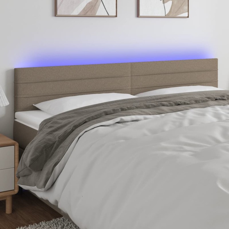 Testiera a LED Tortora 160x5x78/88 cm in Tessuto Testiera a LED Tortora 160x5x78/88 cm in Tessuto
