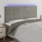 Testiera a LED Grigio Chiaro 160x5x118/128 cm in Velluto Testiera a LED Grigio Chiaro 160x5x118/128 cm in Velluto