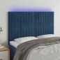 Testiera a LED Blu Scuro 144x5x118/128 cm in Velluto Testiera a LED Blu Scuro 144x5x118/128 cm in Velluto