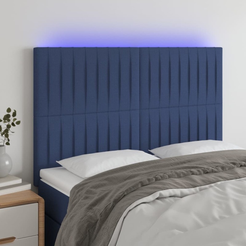 Testiera a LED Blu 144x5x118/128 cm in Tessuto Testiera a LED Blu 144x5x118/128 cm in Tessuto