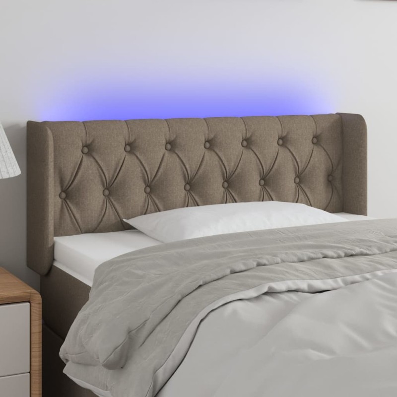 Testiera a LED Tortora 103x16x78/88 cm in Tessuto Testiera a LED Tortora 103x16x78/88 cm in Tessuto