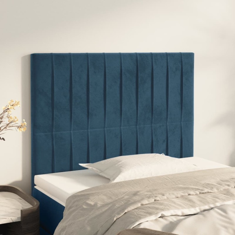 Testiere 2 pz Blu Scuro 100x5x78/88 cm in Velluto Testiere 2 pz Blu Scuro 100x5x78/88 cm in Velluto