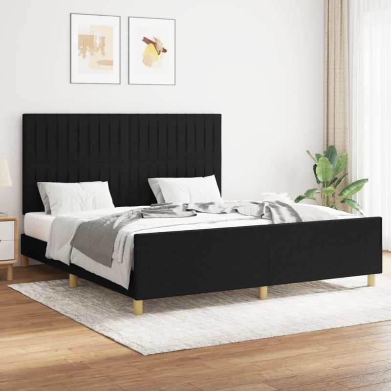 Giroletto con Testiera Nero 160x200 cm in Tessuto Giroletto con Testiera Nero 160x200 cm in Tessuto