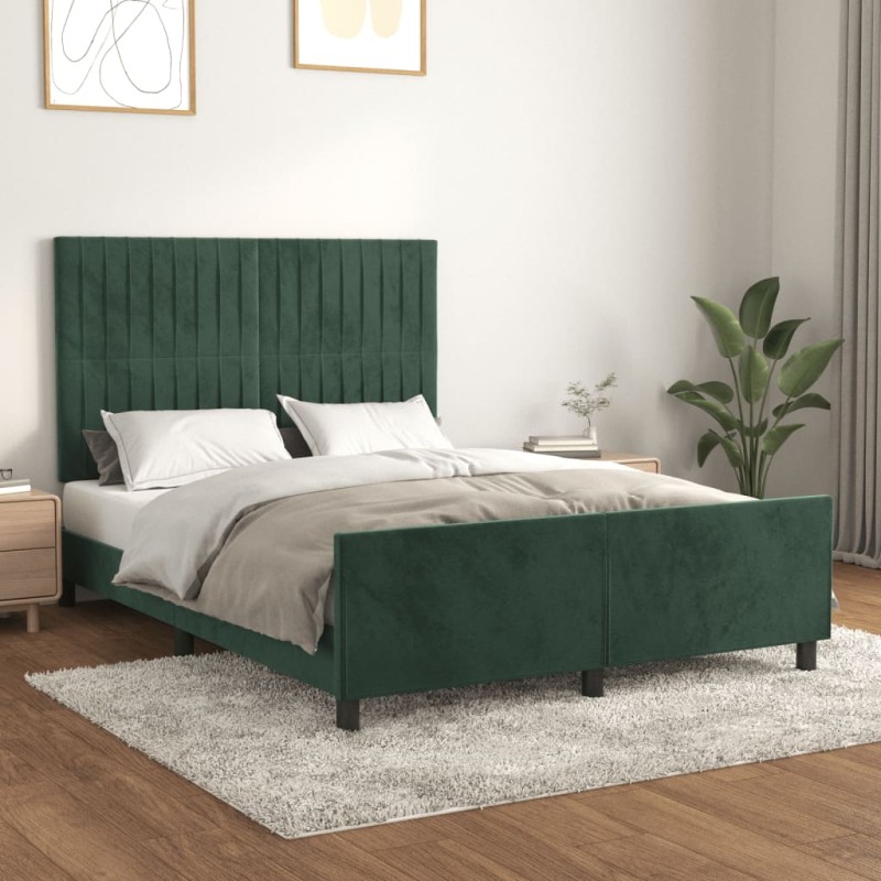 Giroletto con Testiera Verde Scuro 140x200 cm in Velluto Giroletto con Testiera Verde Scuro 140x200 cm in Velluto