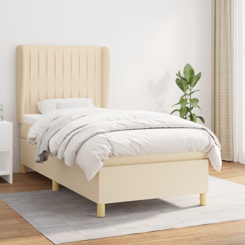 Giroletto a Molle con Materasso Crema 100x200 cm in Tessuto