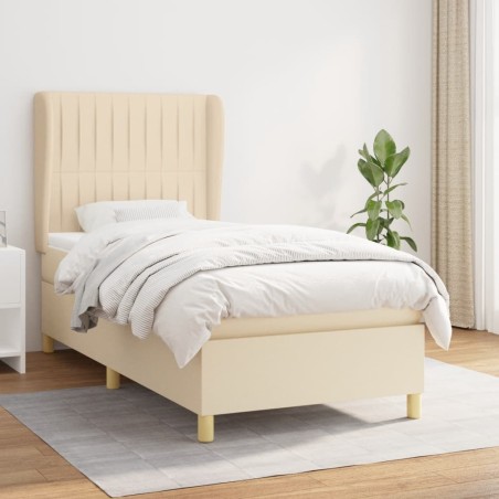 Giroletto a Molle con Materasso Crema 100x200 cm in Tessuto
