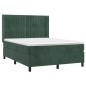 Giroletto a Molle con Materasso Verde Scuro 140x200 cm Velluto