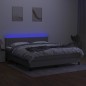 Letto a Molle Materasso e LED Grigio Chiaro 160x200 cm Tessuto Letto a Molle Materasso e LED Grigio Chiaro 160x200 cm Tessuto