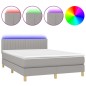 Letto a Molle Materasso e LED Grigio Chiaro 140x200 cm Tessuto Letto a Molle Materasso e LED Grigio Chiaro 140x200 cm Tessuto