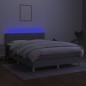 Letto a Molle Materasso e LED Grigio Chiaro 140x200 cm Tessuto Letto a Molle Materasso e LED Grigio Chiaro 140x200 cm Tessuto