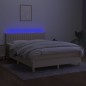 Letto a Molle con Materasso e LED Crema 140x200 cm in Tessuto Letto a Molle con Materasso e LED Crema 140x200 cm in Tessuto