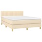 Letto a Molle con Materasso e LED Crema 140x200 cm in Tessuto Letto a Molle con Materasso e LED Crema 140x200 cm in Tessuto