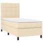 Letto a Molle con Materasso e LED Crema 90x200 cm in Tessuto Letto a Molle con Materasso e LED Crema 90x200 cm in Tessuto