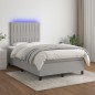 Letto a Molle Materasso e LED Grigio Chiaro 120x200 cm Tessuto Letto a Molle Materasso e LED Grigio Chiaro 120x200 cm Tessuto