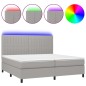 Letto a Molle Materasso e LED Grigio Chiaro 200x200 cm Tessuto Letto a Molle Materasso e LED Grigio Chiaro 200x200 cm Tessuto