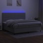 Letto a Molle Materasso e LED Grigio Chiaro 200x200 cm Tessuto Letto a Molle Materasso e LED Grigio Chiaro 200x200 cm Tessuto