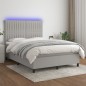 Letto a Molle Materasso e LED Grigio Chiaro 140x200 cm Tessuto Letto a Molle Materasso e LED Grigio Chiaro 140x200 cm Tessuto