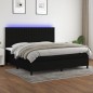 Letto a Molle Materasso e LED Nero 200x200cm in Tessuto Letto a Molle Materasso e LED Nero 200x200cm in Tessuto