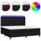 Letto a Molle Materasso e LED Nero 200x200cm in Tessuto Letto a Molle Materasso e LED Nero 200x200cm in Tessuto