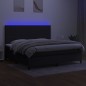 Letto a Molle Materasso e LED Nero 200x200cm in Tessuto Letto a Molle Materasso e LED Nero 200x200cm in Tessuto