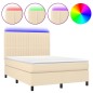 Letto a Molle con Materasso e LED Crema 140x200 cm in Tessuto Letto a Molle con Materasso e LED Crema 140x200 cm in Tessuto