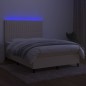 Letto a Molle con Materasso e LED Crema 140x200 cm in Tessuto Letto a Molle con Materasso e LED Crema 140x200 cm in Tessuto