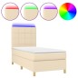 Letto a Molle con Materasso e LED Crema 90x190 cm in Tessuto Letto a Molle con Materasso e LED Crema 90x190 cm in Tessuto