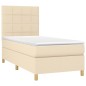 Letto a Molle con Materasso e LED Crema 90x190 cm in Tessuto Letto a Molle con Materasso e LED Crema 90x190 cm in Tessuto