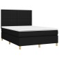 Letto a Molle con Materasso e LED Nero 140x190 cm in Tessuto Letto a Molle con Materasso e LED Nero 140x190 cm in Tessuto
