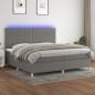 Letto a Molle Materasso e LED Grigio Scuro 200x200cm in Tessuto Letto a Molle Materasso e LED Grigio Scuro 200x200cm in Tessuto