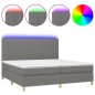 Letto a Molle Materasso e LED Grigio Scuro 200x200cm in Tessuto Letto a Molle Materasso e LED Grigio Scuro 200x200cm in Tessuto