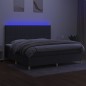 Letto a Molle Materasso e LED Grigio Scuro 200x200cm in Tessuto Letto a Molle Materasso e LED Grigio Scuro 200x200cm in Tessuto