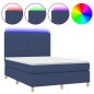 Letto a Molle con Materasso e LED Blu 140x200 cm in Tessuto Letto a Molle con Materasso e LED Blu 140x200 cm in Tessuto