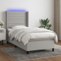 Letto a Molle Materasso e LED Grigio Chiaro 80x200 cm Tessuto Letto a Molle Materasso e LED Grigio Chiaro 80x200 cm Tessuto
