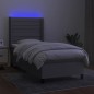 Letto a Molle Materasso e LED Grigio Chiaro 80x200 cm Tessuto Letto a Molle Materasso e LED Grigio Chiaro 80x200 cm Tessuto
