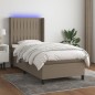 Letto a Molle con Materasso e LED Tortora 80x200 cm in Tessuto Letto a Molle con Materasso e LED Tortora 80x200 cm in Tessuto