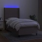Letto a Molle con Materasso e LED Tortora 80x200 cm in Tessuto Letto a Molle con Materasso e LED Tortora 80x200 cm in Tessuto