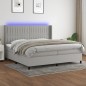 Letto a Molle Materasso e LED Grigio Chiaro 200x200 cm Tessuto Letto a Molle Materasso e LED Grigio Chiaro 200x200 cm Tessuto
